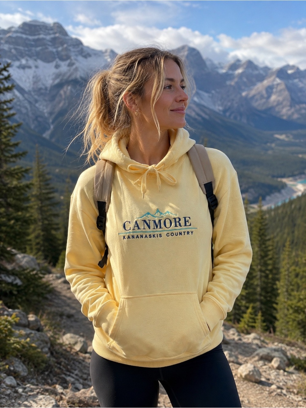 Kananaskis Country Yellow Hoodie unisex size medium